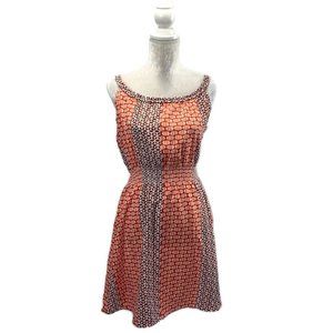 GAP Mixed Print Braided Straps Smocked Waist Dress